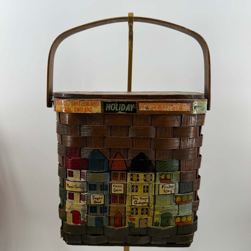 Caro Nan Vintage New Orleans Hand Painted Basket Purse Created For Gus Mayer